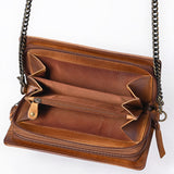 American Darling Organiser Hair-On Hand Tooled Genuine Leather Women Bag Western Handbag Purse