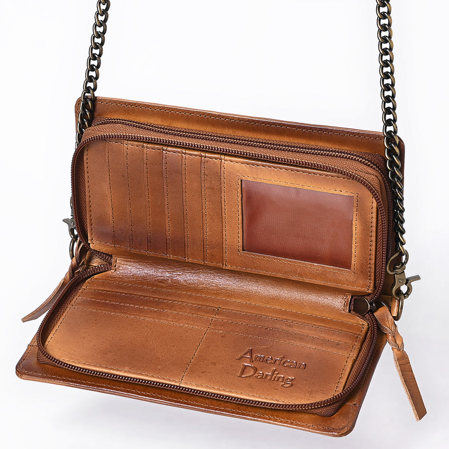 American Darling Organiser Bag, Hand Painted Western Leather, Vegetable Tanned Full Grain, 4in (H) X 8in (W) X 1.5in (D)