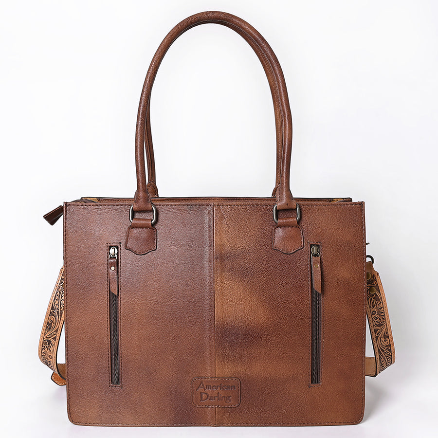 American Darling Western Tote Bag Handcrafted from Hair-On Cowhide & Genuine Leather | Fringe, Hand-Tooled Accents & YKK Zipper