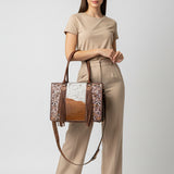 American Darling Western Tote Bag Handcrafted from Hair-On Cowhide & Genuine Leather | Fringe, Hand-Tooled Accents & YKK Zipper