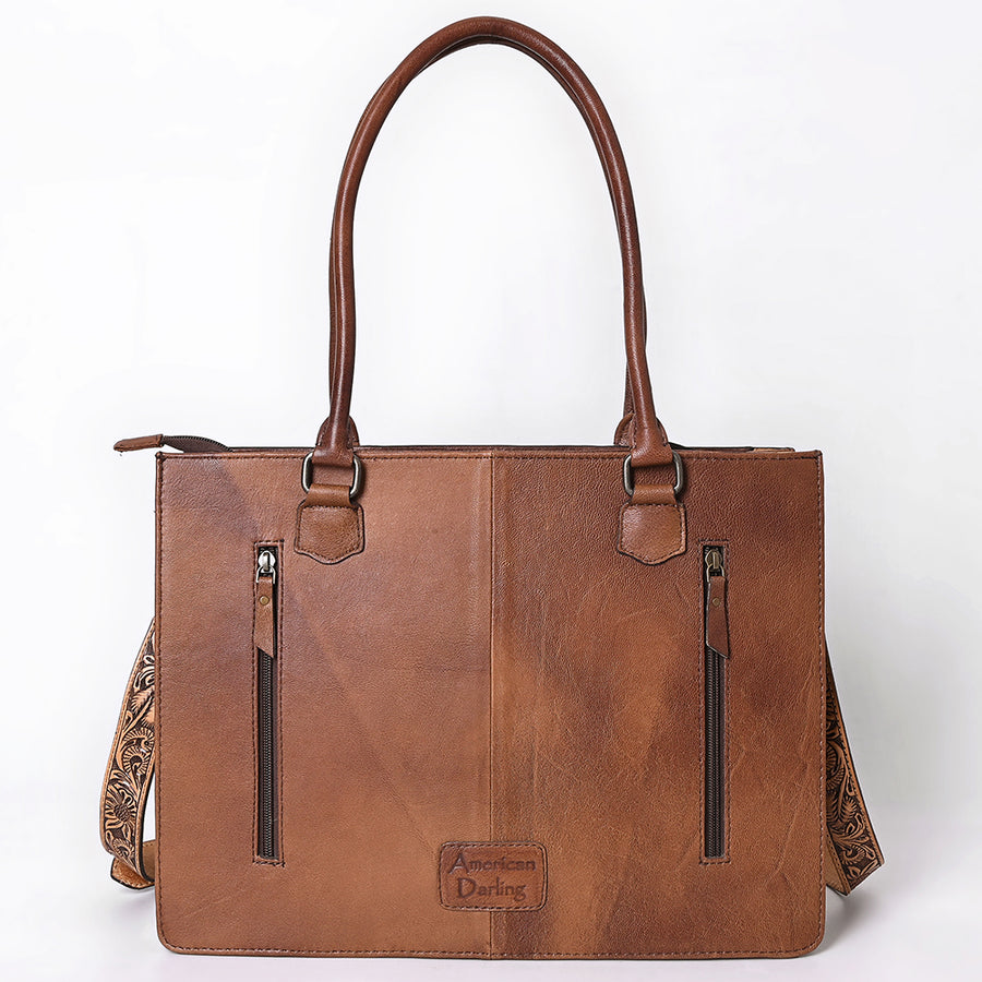 American Darling Western Tote Bag Handcrafted from Hair-On Cowhide & Genuine Leather | Fringe, Hand-Tooled Accents & YKK Zipper