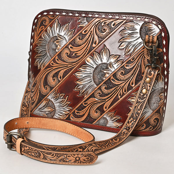 American Darling Hand Tooled Crossbody Bag | Sunflower Western Purse - Uhorse