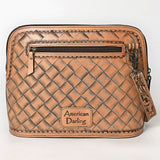 American Darling Western Cross Body Bag Handcrafted from Hand Tooled Genuine Leather | Sunflower Design, Buckstitch Trim & YKK Zipper