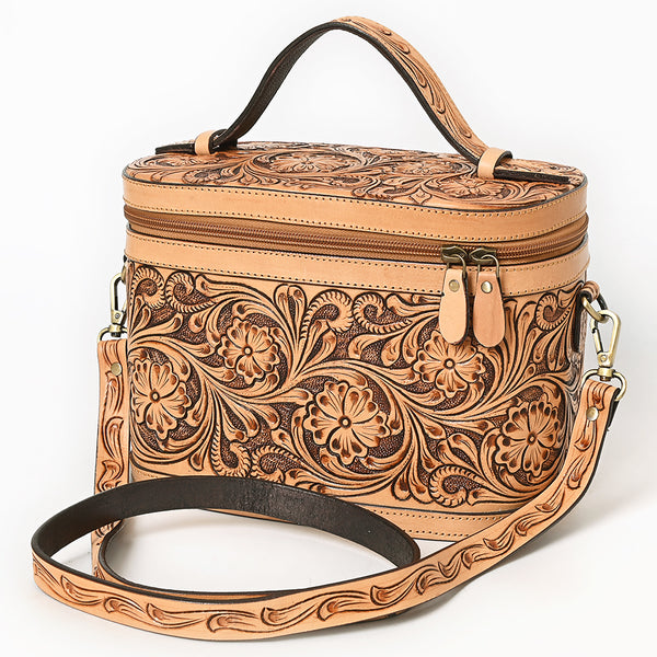 American Darling Hand Tooled Floral Carved Genuine Leather Jewelry Case - Uhorse