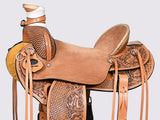 16 In Hilason Western Horse Saddle American Genuine Leather Wade Ranch Roping Tan