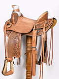 16 In Hilason Western Horse Saddle American Genuine Leather Wade Ranch Roping Tan