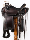 16 In Hilason Western Horse Saddle American Genuine Leather Wade Ranch Roping Tack Set Dark Brown