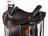 16 In Hilason Western Horse Saddle American Genuine Leather Wade Ranch Roping Tack Set Dark Brown