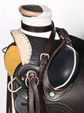 16 In Hilason Western Horse Saddle American Genuine Leather Wade Ranch Roping Tack Set Dark Brown