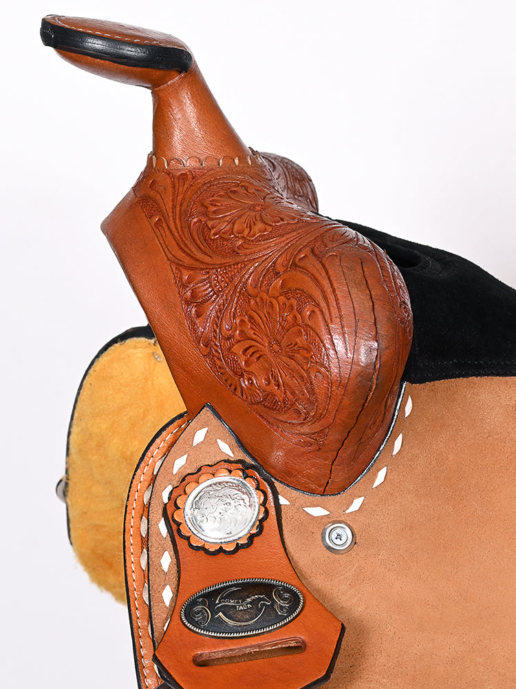 16 In COMFYTACK Western Horse Saddle Genuine Leather Barrel Racing Trail Pleasure Tan