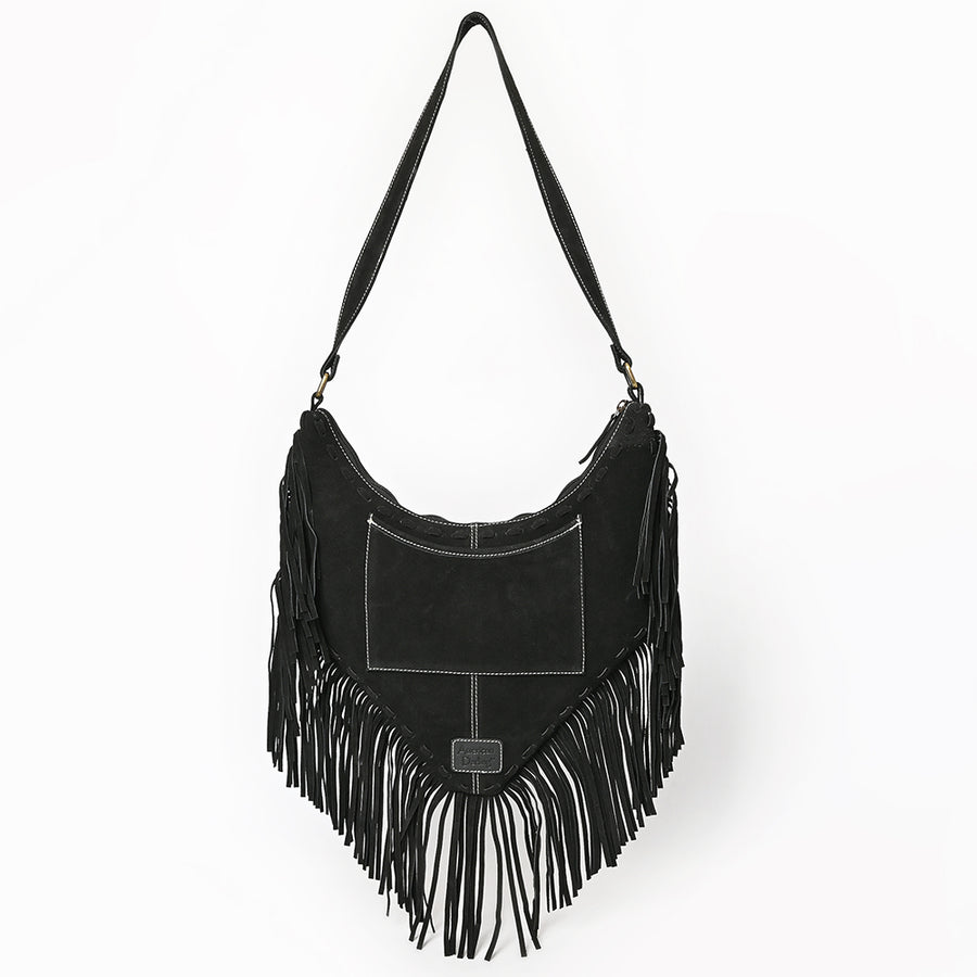 American Darling Women's Fringe Boot Stitched Genuine Leather Small Cross body Bag Eco-Friendly Full Grain Western Purse