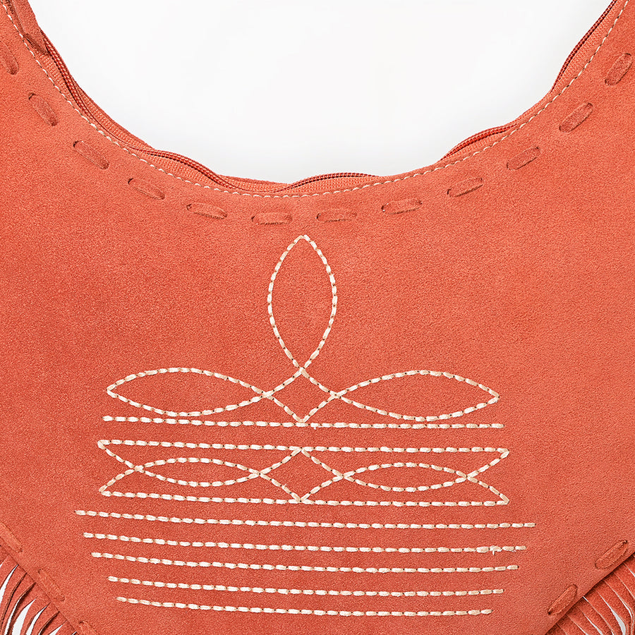 American Darling Women's Fringe Boot Stitched Genuine Leather Small Cross body Bag Eco-Friendly Full Grain Western Purse
