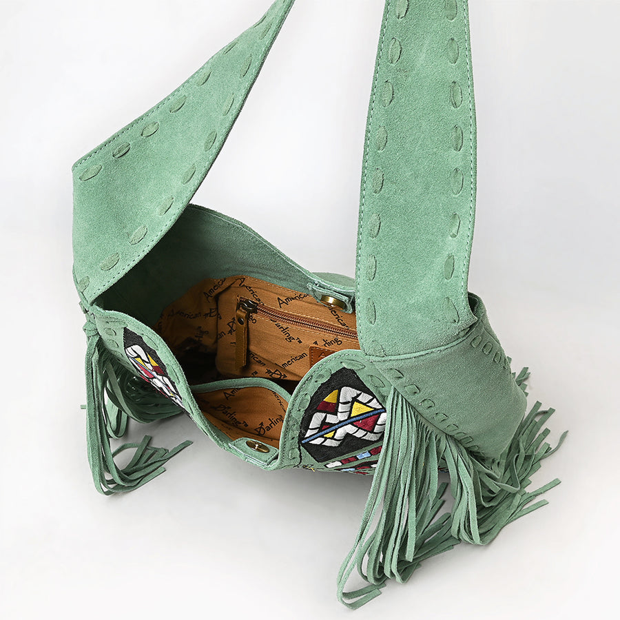 American Darling Genuine Leather Small Cross body Bag Handcrafted Fringe Handbag Eco-Friendly Vegetable Tanned Full Grain Leather