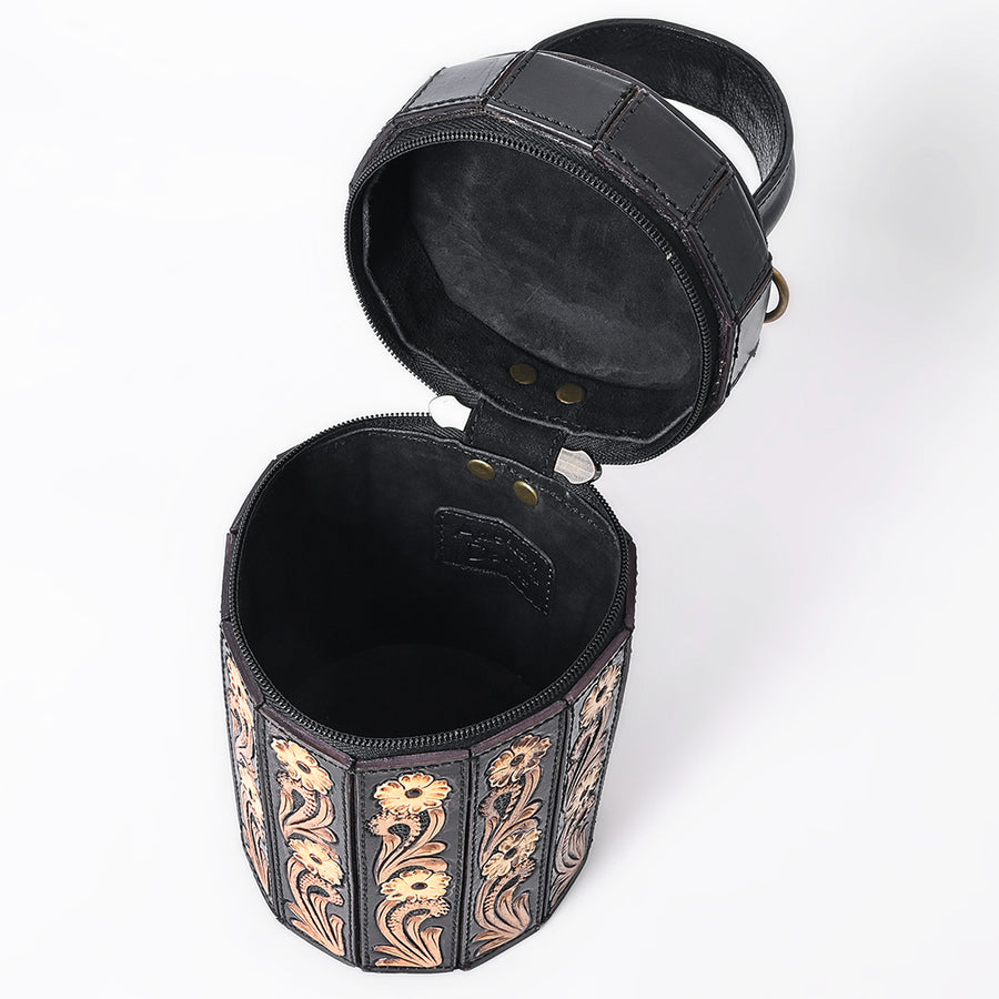 American Darling Genuine Leather Jewelry Case Hand Tooled Floral Carved Eco-Friendly Vegetable Tanned Full Grain Leather