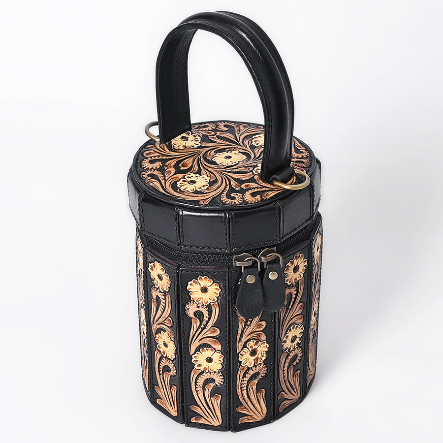 American Darling Handcrafted Genuine Leather Jewelry Case Floral Carved - Uhorse
