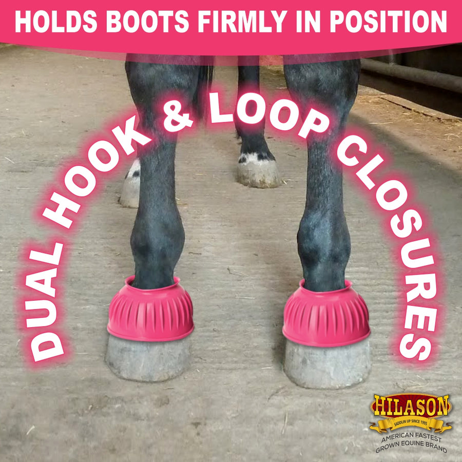 HILASON Western Horse Rubber PVC Ribbed Double Hook and Loop Bell Boots Training Protective Shock Absorbing Leg