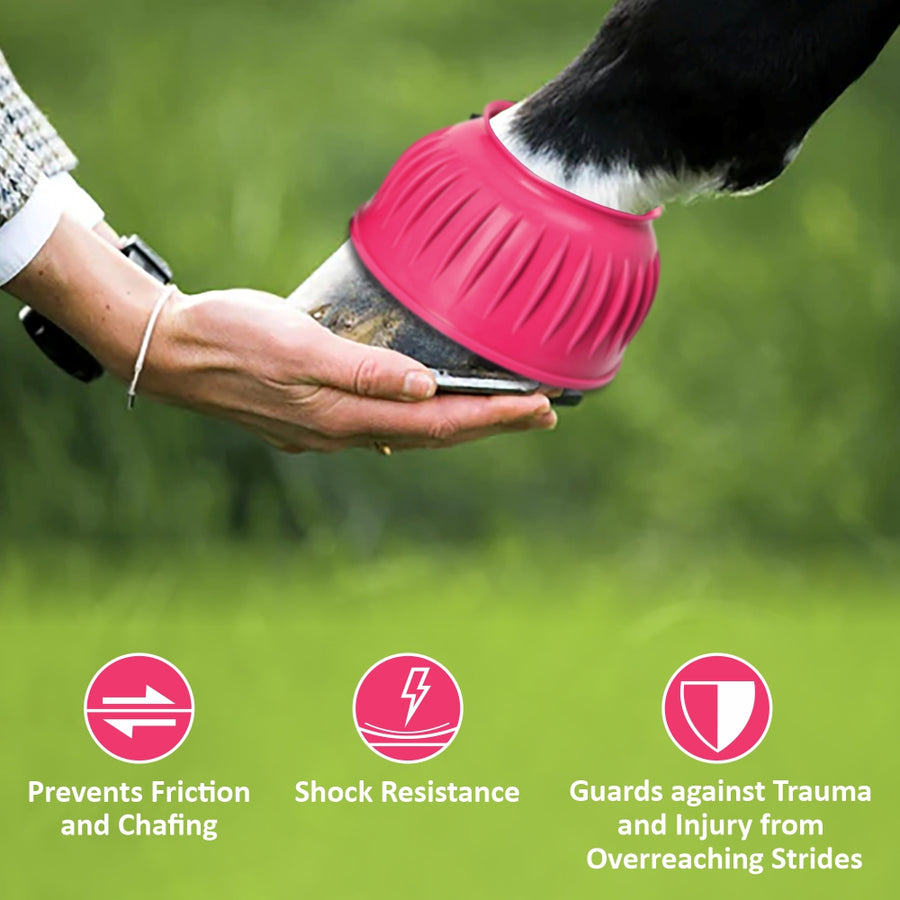 HILASON Western Horse Rubber PVC Ribbed Double Hook and Loop Bell Boots Training Protective Shock Absorbing Leg