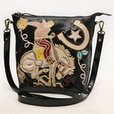 American Darling Genuine Leather Cross body Bag Handcrafted Embroidery Eco-Friendly Vegetable Tanned Full Grain Leather