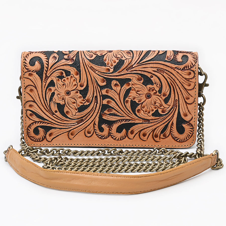 American Darling Genuine Leather Organiser Bag Hand Tooled Floral Carved Eco-Friendly Vegetable Tanned Full Grain Leather