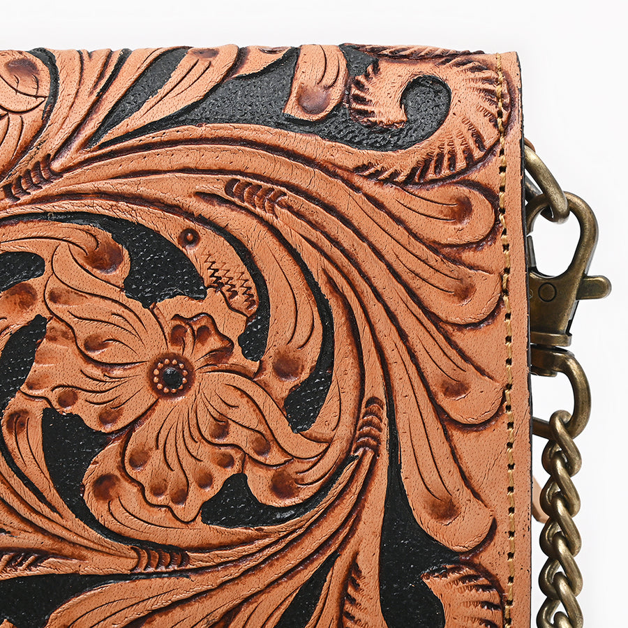 American Darling Genuine Leather Organiser Bag Hand Tooled Floral Carved Eco-Friendly Vegetable Tanned Full Grain Leather