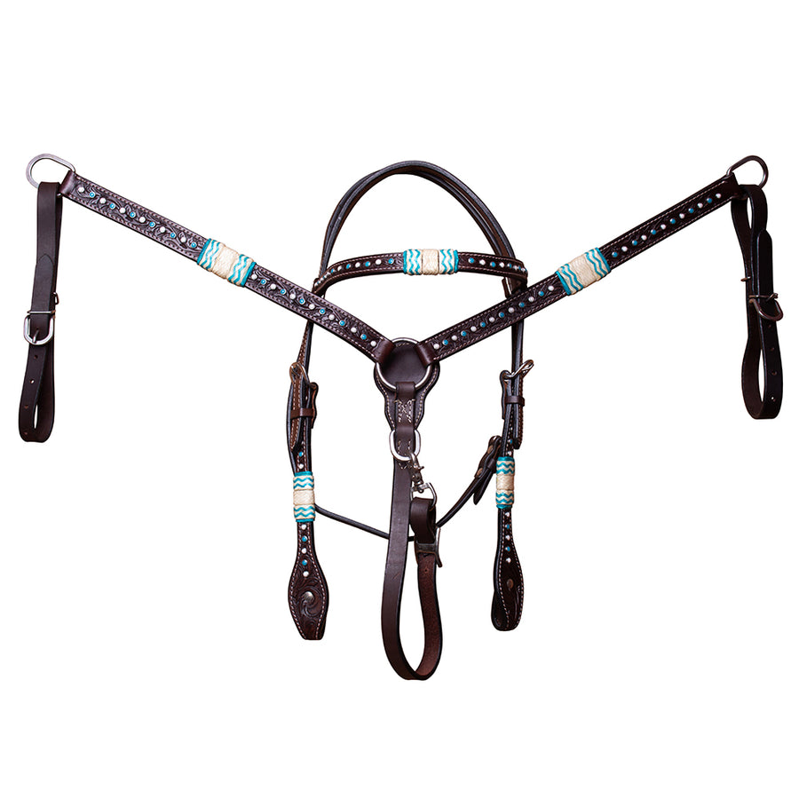 BAR H EQUINE Western Horse Genuine Leather Tack Set Dark Brown - Uhorse