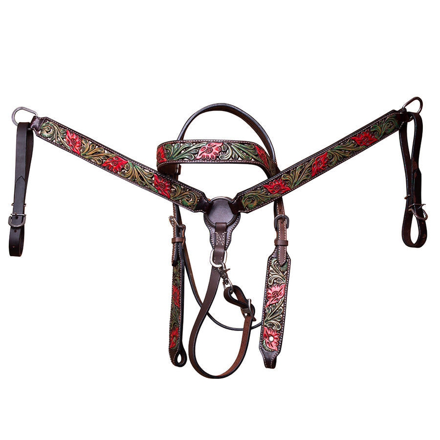 BAR H EQUINE Western Horse Genuine Leather Tack Set Dark Brown - Uhorse