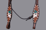 BAR H EQUINE Western Horse Genuine Leather Tack Set Dark Brown