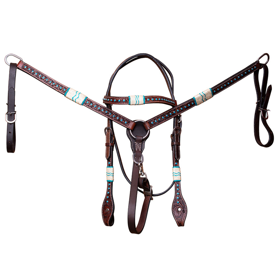 BAR H EQUINE Western Horse Genuine Leather Tack Set Dark Brown - Uhorse