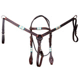 BAR H EQUINE Western Horse Genuine Leather Tack Set Dark Brown