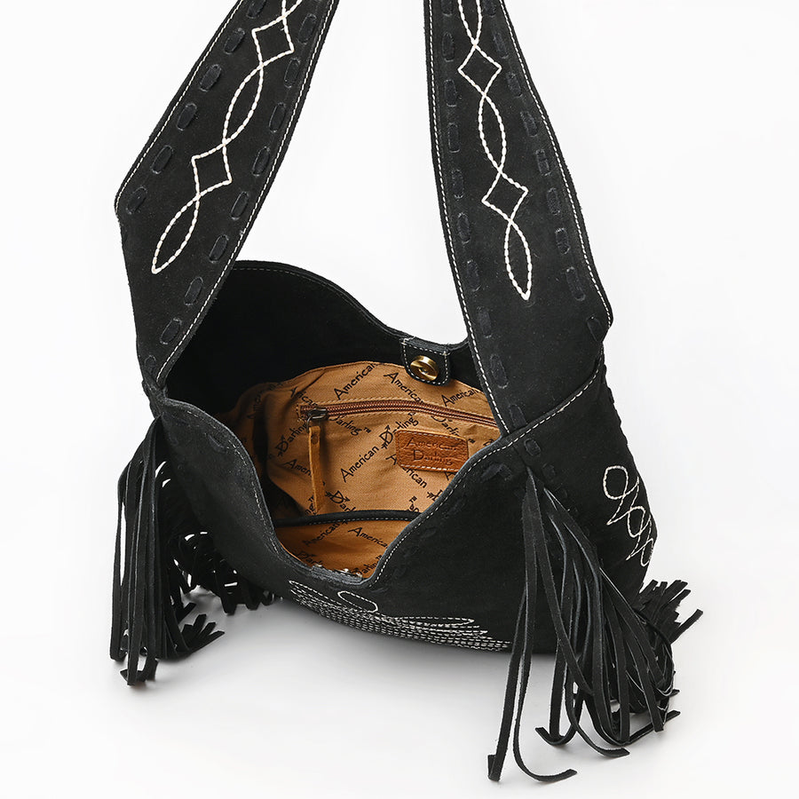 American Darling Women's Fringe Boot Stitched Genuine Leather Large Cross body Bag Eco-Friendly Full Grain Western Purse