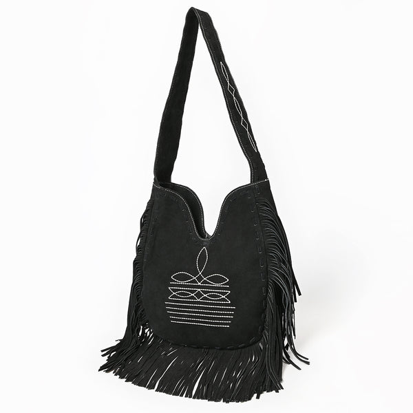 American Darling Fringe Boot Stitched Genuine Leather Large Cross body Bag - Uhorse