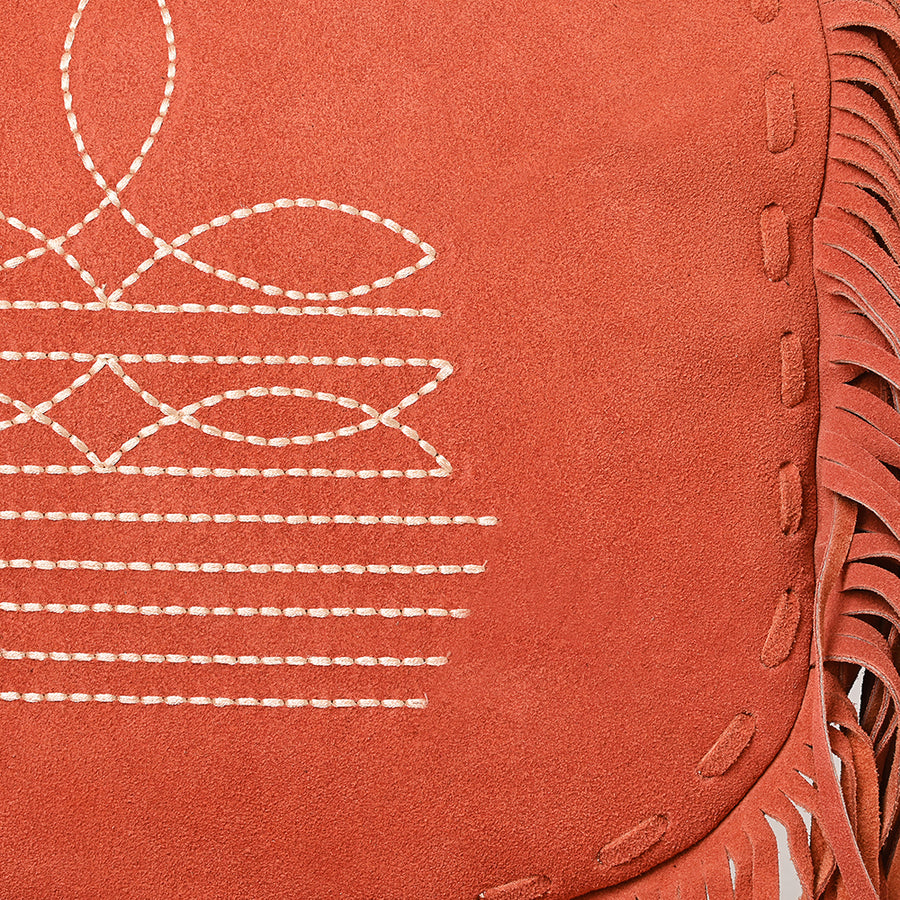 American Darling Women's Fringe Boot Stitched Genuine Leather Large Cross body Bag Eco-Friendly Full Grain Western Purse