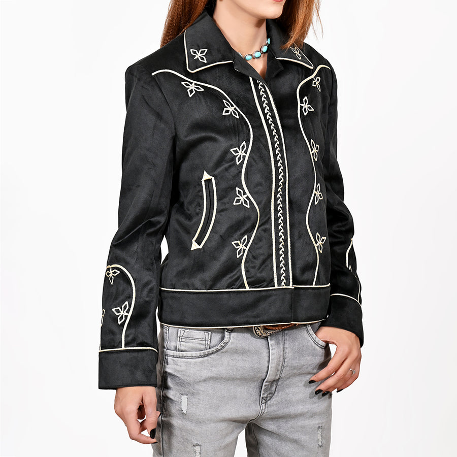 American Darling Women’s Fabric Shirt Jacket Dress – Embroidered Western Crop Jacket, Casual Button-Front Top