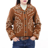 American Darling ADJKT063 Genuine Suede leather Women shirt jacket dress ladies girl - Large