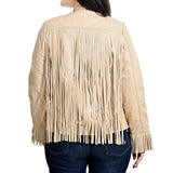 American Darling Women’s Tan Genuine Leather Fringe Jacket | Western Boho Shirt Coat