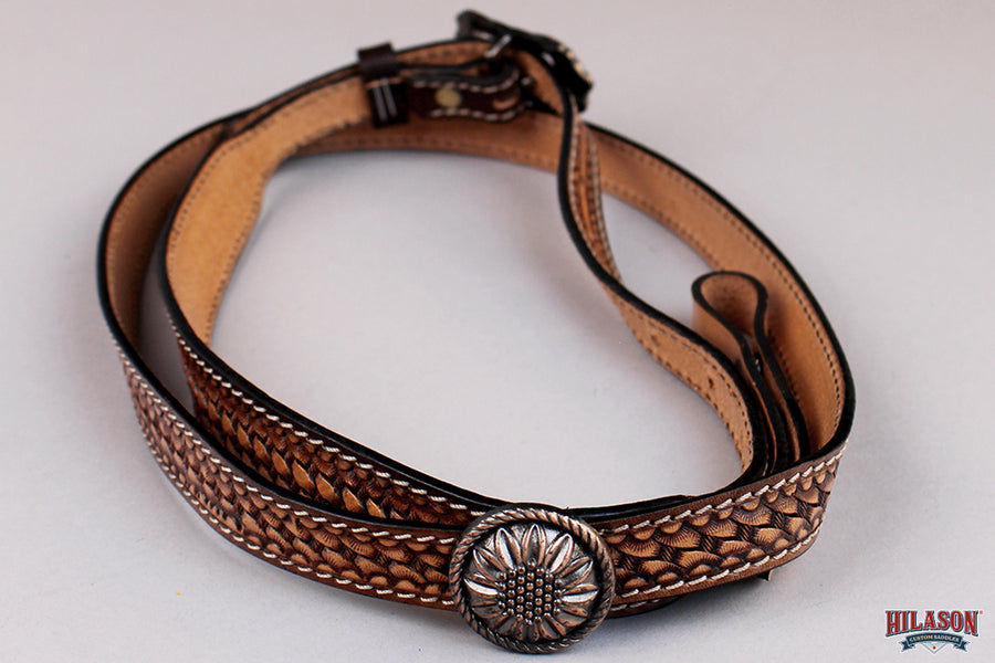 HILASON Western Leather Hat Hanger Strap Hand Tooled Cowboy Hat Holder Brown
