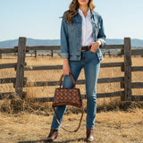 American Darling Cross Body Genuine Leather Women Bag Western Handbag Purse Girls Brown