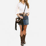 American Darling Crossbody Crocodile Embossed Full Grain Genuine Leather Western Women Bag Handbag Purse | for Cute