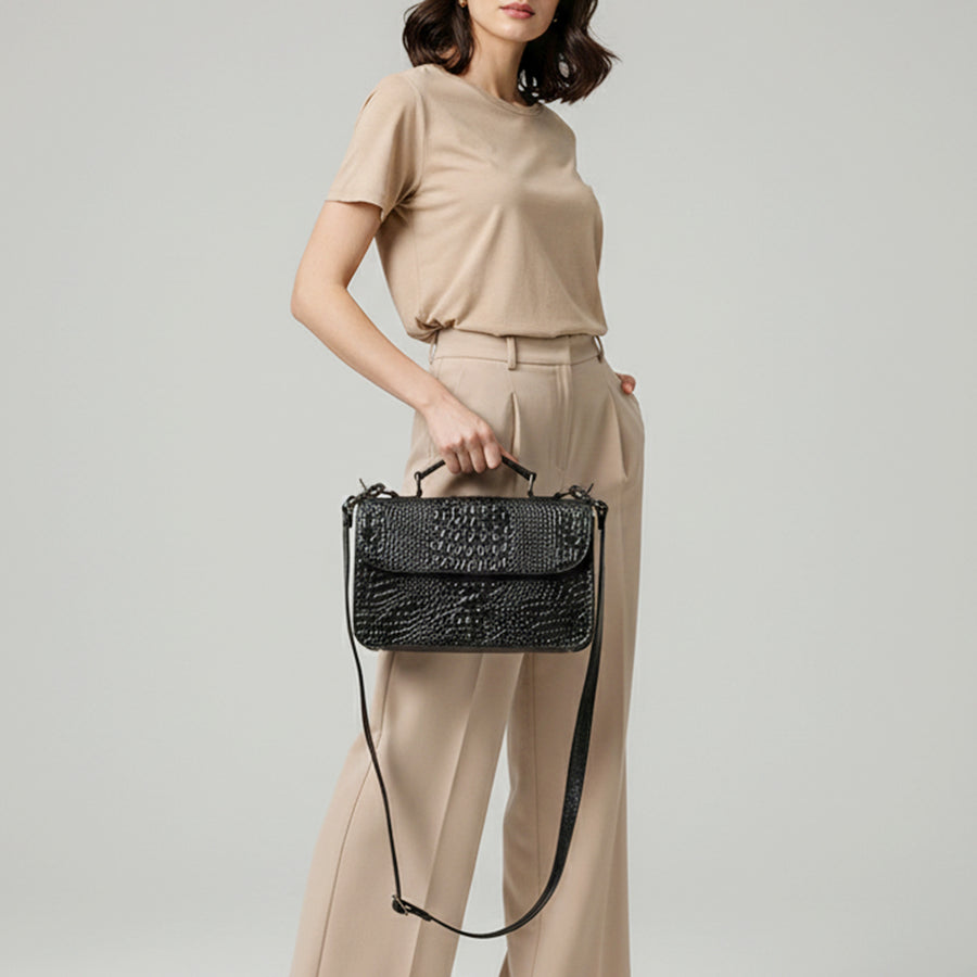 American Darling Western Cross body Bag for Women, Crocodile Embossed Full Grain Leather, YKK Zipper