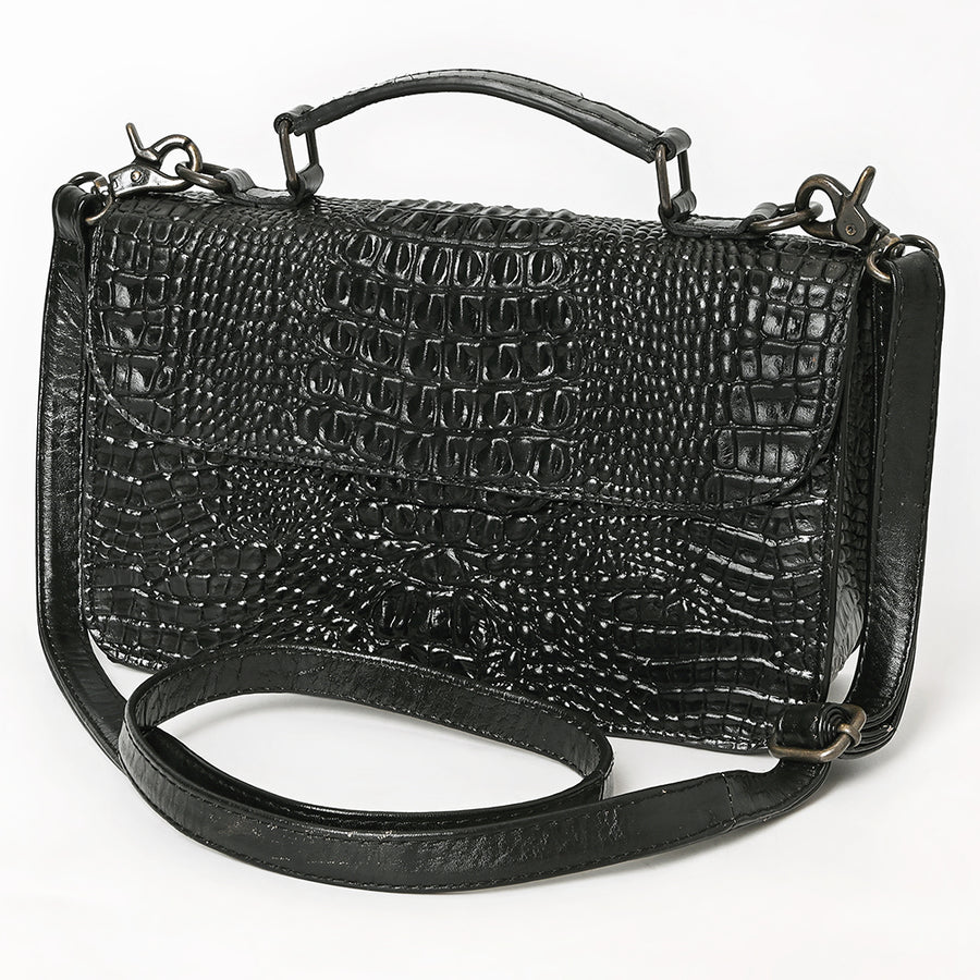 American Darling Crocodile Embossed Western Leather Cross body Bag - Uhorse