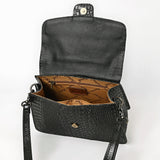 American Darling Messenger Bag for Women, Crocodile Embossed Vegetable-Tanned Full Grain Leather Western Purse with YKK Zipper