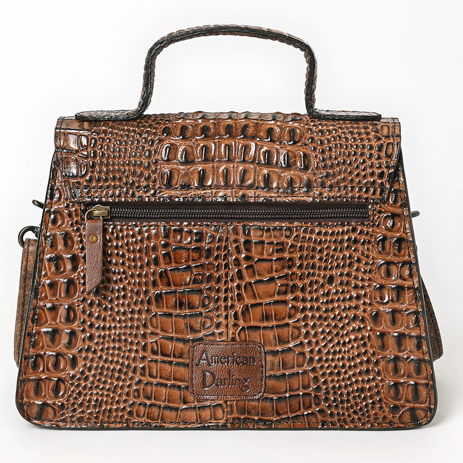 American Darling Western Cross body Bag in Crocodile Embossed Full Grain Leather