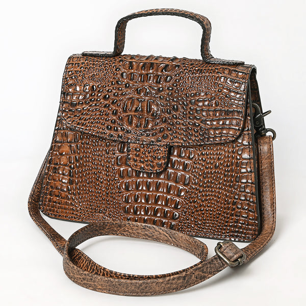 American Darling Western Cross body Bag in Crocodile Embossed Full Grain Leather - Uhorse