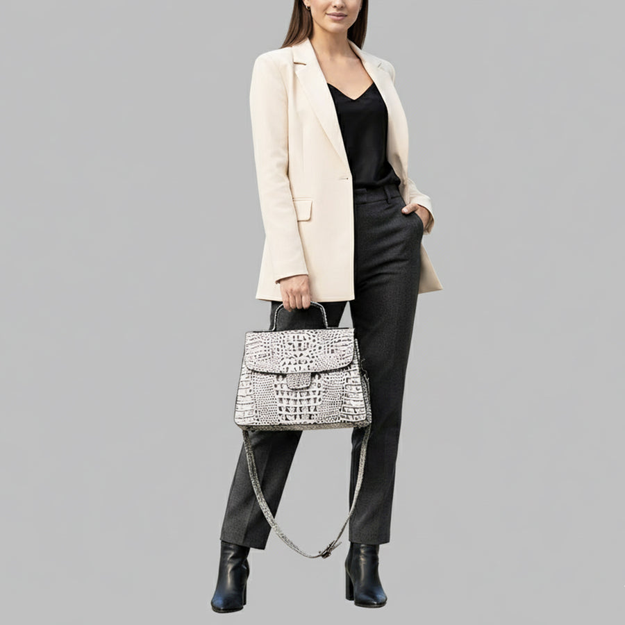 American Darling Western Cross body Bag in Crocodile Embossed Full Grain Leather