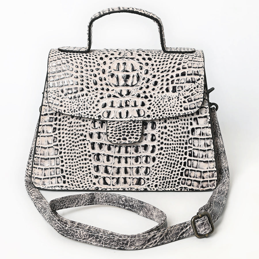 American Darling Western Cross body Bag in Crocodile Embossed Full Grain Leather