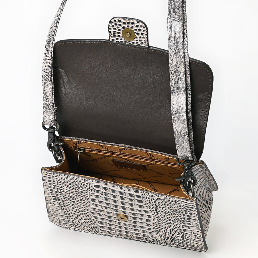 American Darling Western Cross body Bag in Crocodile Embossed Full Grain Leather