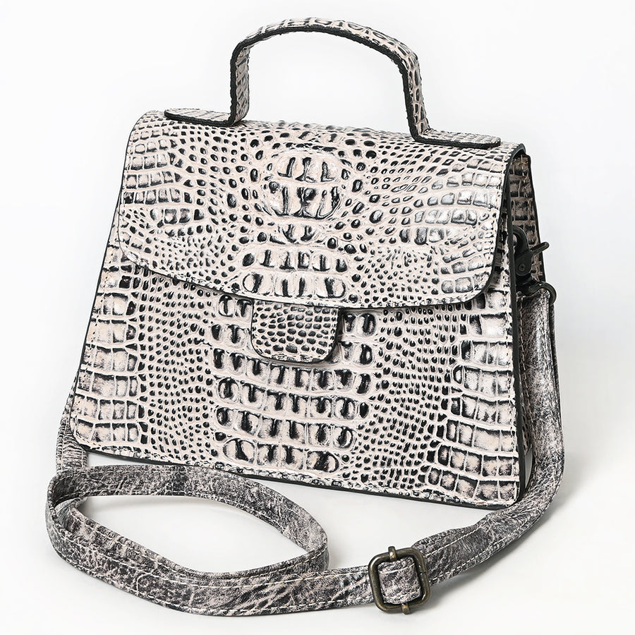 American Darling Western Cross body Bag in Crocodile Embossed Full Grain Leather - Uhorse