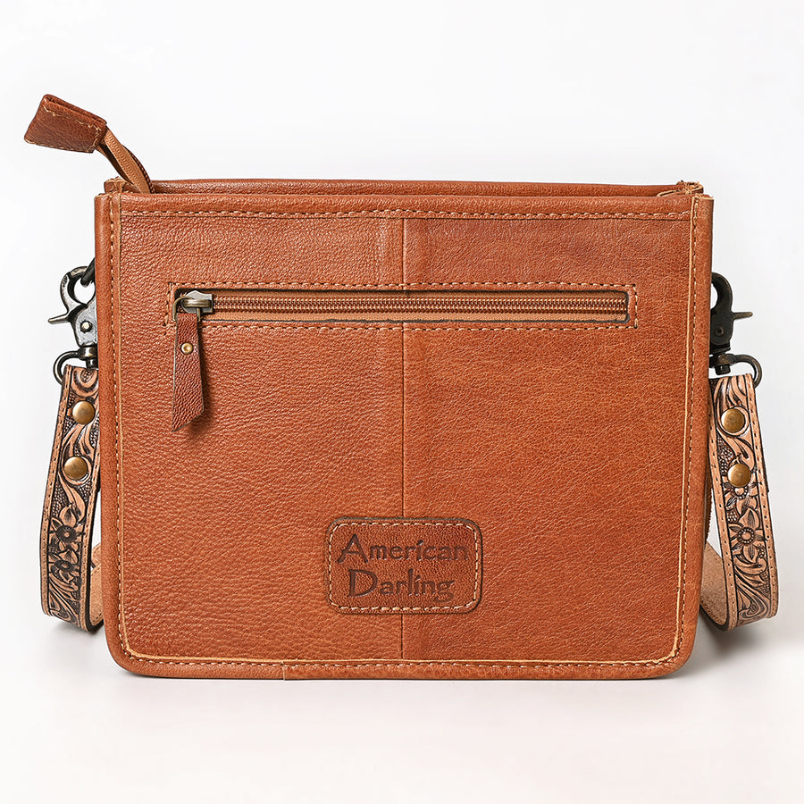 American Darling Cross body Bag for Women, Hand Tooled Floral Carved Vegetable-Tanned Full Grain Leather with Fringes