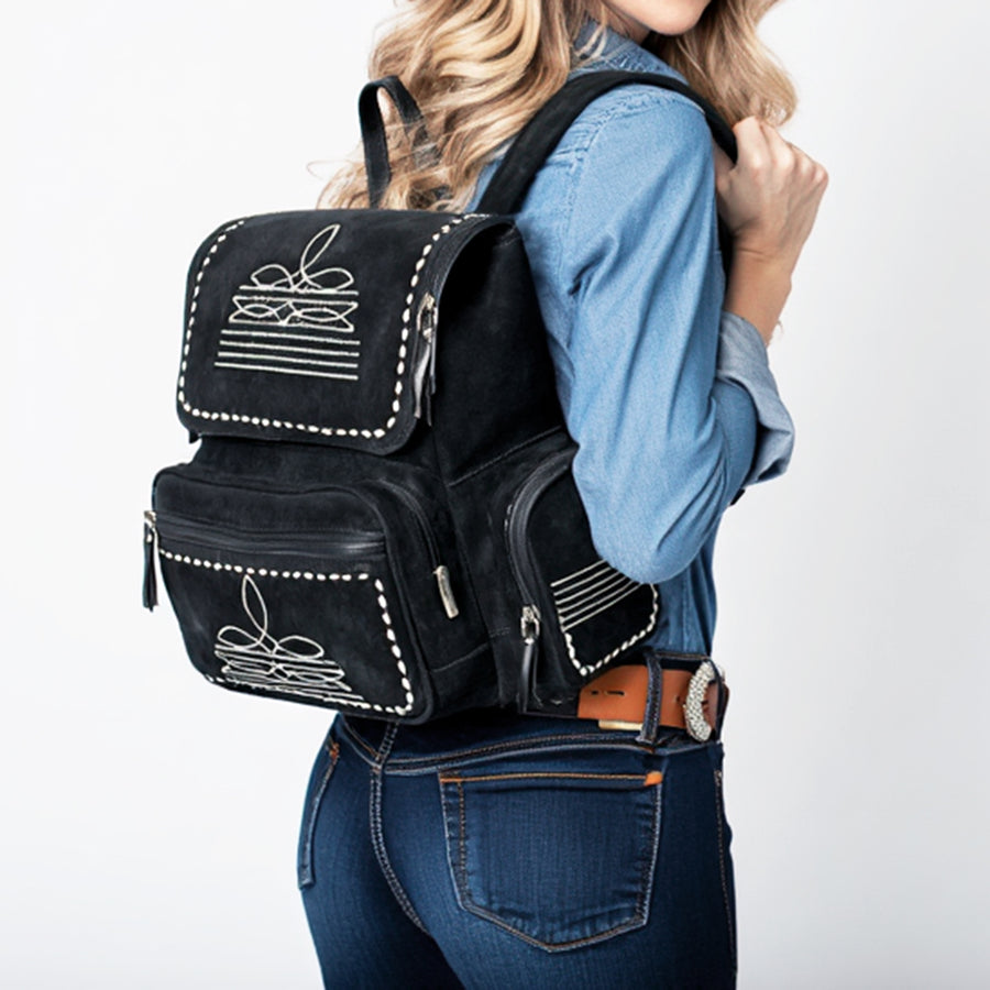 American Darling Genuine Suede Leather Backpack Handcrafted Boot Stitched Embroidery Eco-Friendly Full Grain Leather