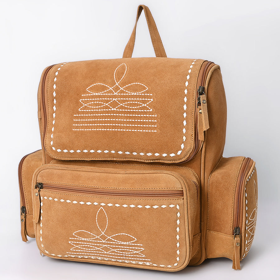 American Darling Handcrafted Genuine Suede Leather Backpack Boot Stitched - Uhorse